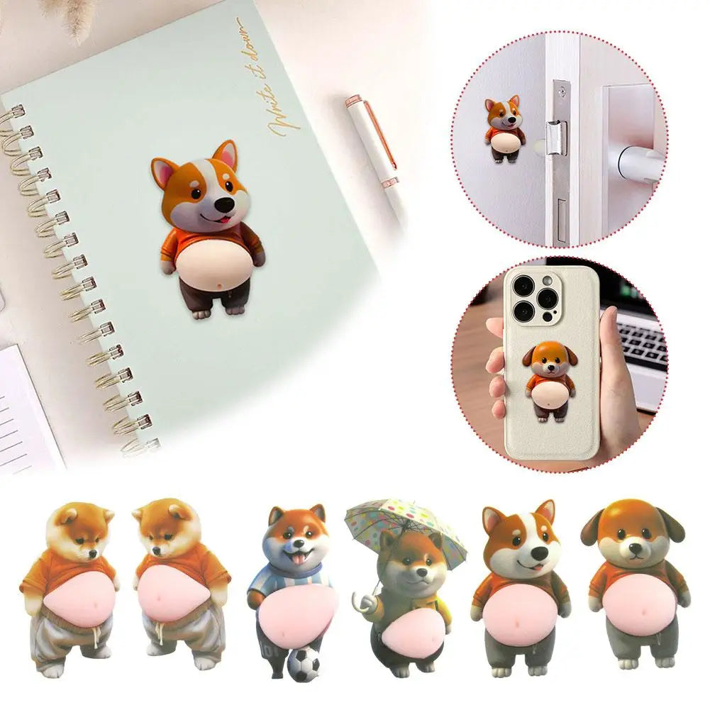 Pegatina 3D de silicona con diseño de Shiba Inu para puerta de coche, protector de parachoques, juguete decorativo y divertido para la carrocería del coche.