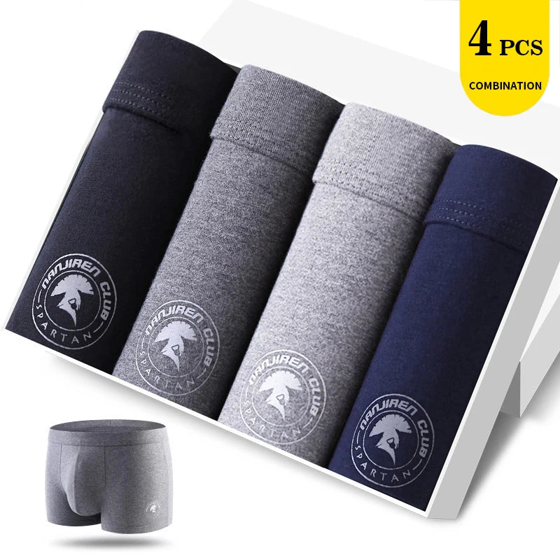 Calzoncillos de algodón para hombre, ropa interior Sexy, transpirable, de marca, 4 piezas