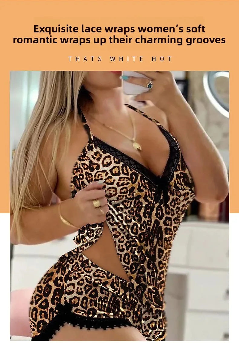 Conjunto de camisón con ribete de encaje sexy, ropa de dormir con tirantes para el hogar de gran tamaño, conjunto de dos piezas, gran oferta