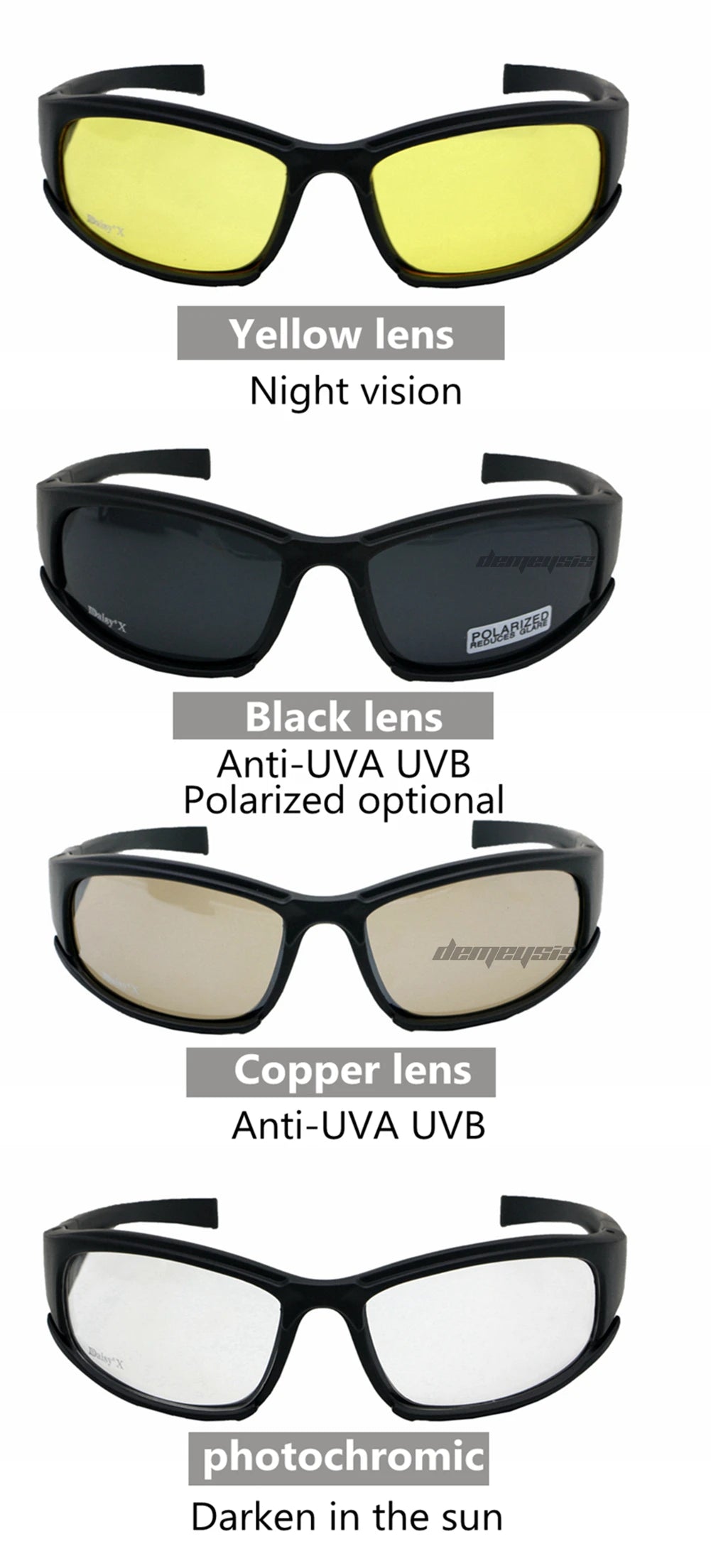Gafas de Sol Fotocromáticas, Gafas Tácticas Polarizadas con 4 Lentes, Gafas de Airsoft, Gafas de Tiro, Gafas de Motociclismo, Gafas de Senderismo al Aire Libre