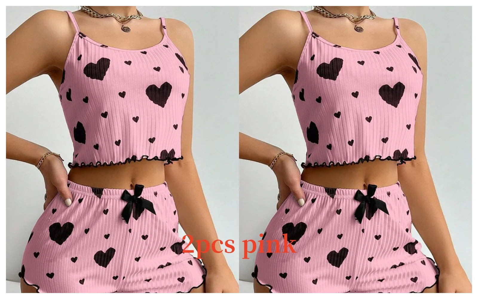 Conjunto de pijamas para mujer Ropa de dormir 2 piezas Camisetas sin mangas cortas y pantalones cortos S M L Blanco Ventilar Suave Casual Impresión de amor