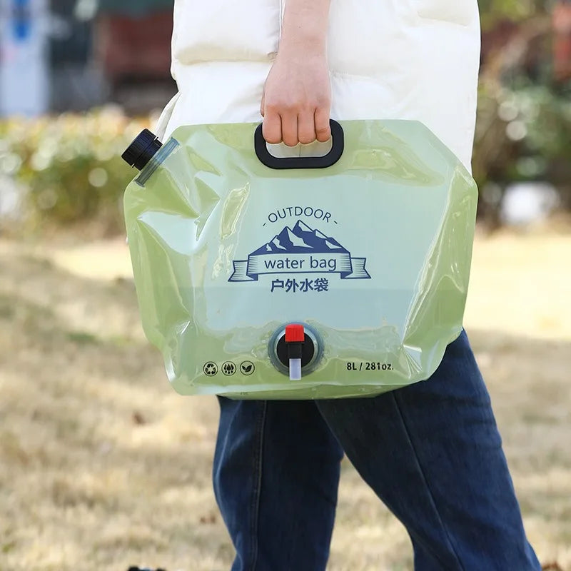 Bolsa de almacenamiento de agua portátil, plegable, para deportes al aire libre, Camping, grifo de escalada de montaña de gran capacidad, bolsa de agua de plástico