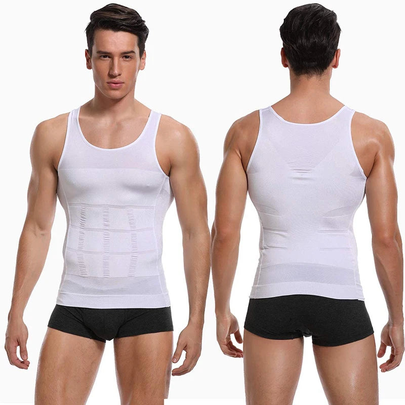 Chaleco moldeador de cuerpo adelgazante para hombre, camisa Abs para Abdomen, entrenamiento de gimnasio delgado, Control de barriga, camiseta sin mangas de compresión, ropa moldeadora sin mangas
