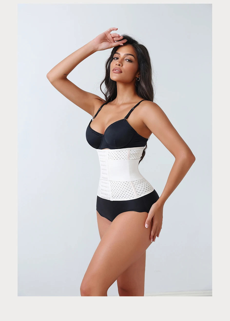 Nuevo Faja Reductora Ajustable para Mujer con Doble Cinturón de Neopreno y Cremallera, Corsé de Entrenamiento para Control Abdominal y Soporte Lumbar