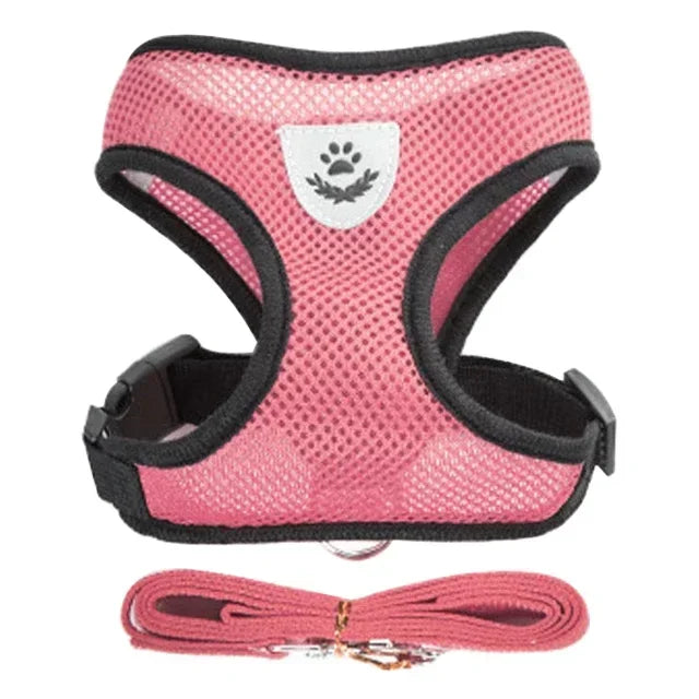 Arnés tipo chaleco para gatos, correa para pasear, collar para cachorros, arnés de malla ajustable de poliéster para perros pequeños y medianos, accesorios para mascotas