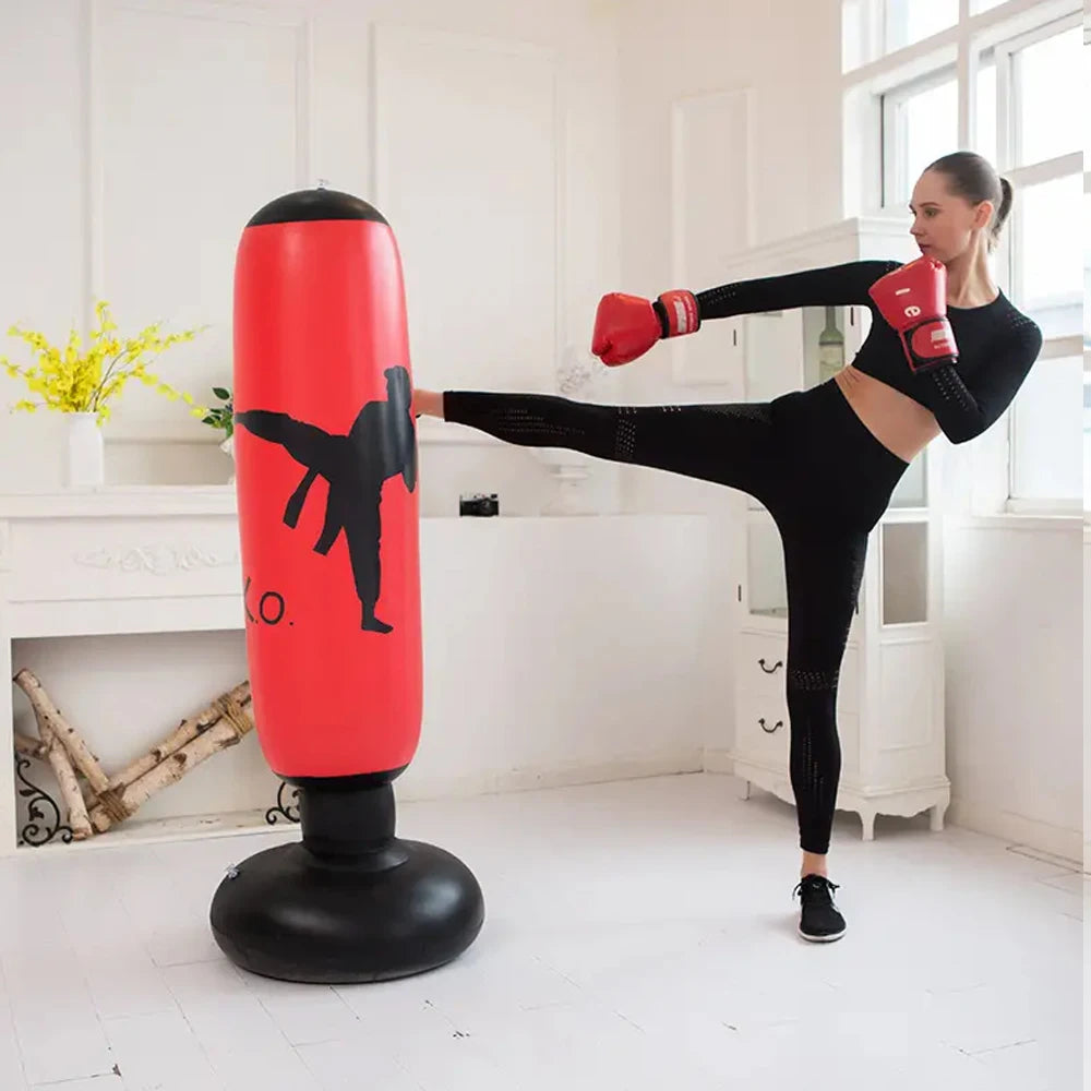 1 unidad de saco de boxeo inflable estilo KO, columna de boxeo, accesorios de entrenamiento para karate y taekwondo
