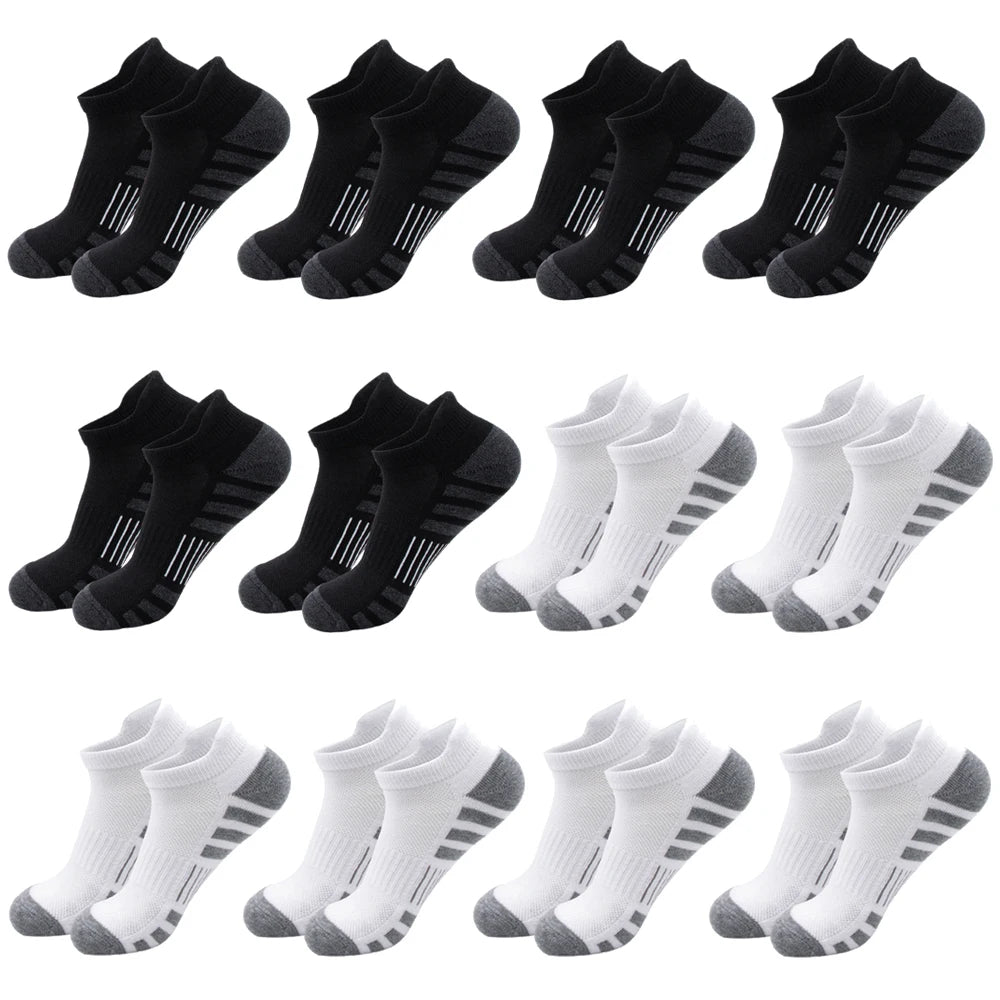 6/24 pares de calcetines deportivos tobilleros para correr, calcetines deportivos acolchados y transpirables de corte bajo para hombres y mujeres