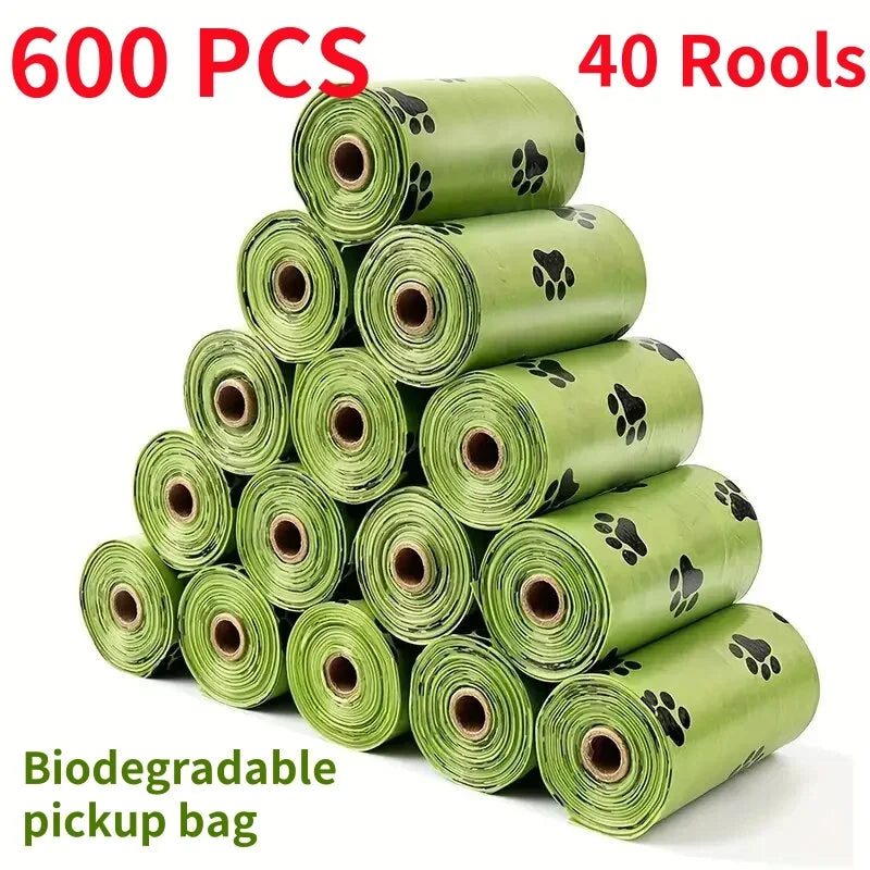 30/600 Uds bolsas para excrementos de perros para perros bolsas grandes para residuos de gatos perrito al aire libre limpieza del hogar bolsa de basura suministros para mascotas 15 bolsas/rollo