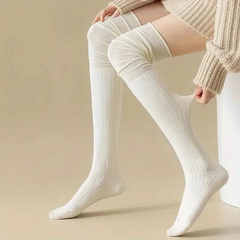 1/4 pares de calcetines hasta la rodilla de Color sólido para mujer, calcetines de Botas Largas informales de alta elasticidad, transpirables, cómodos, adecuados para todas las estaciones
