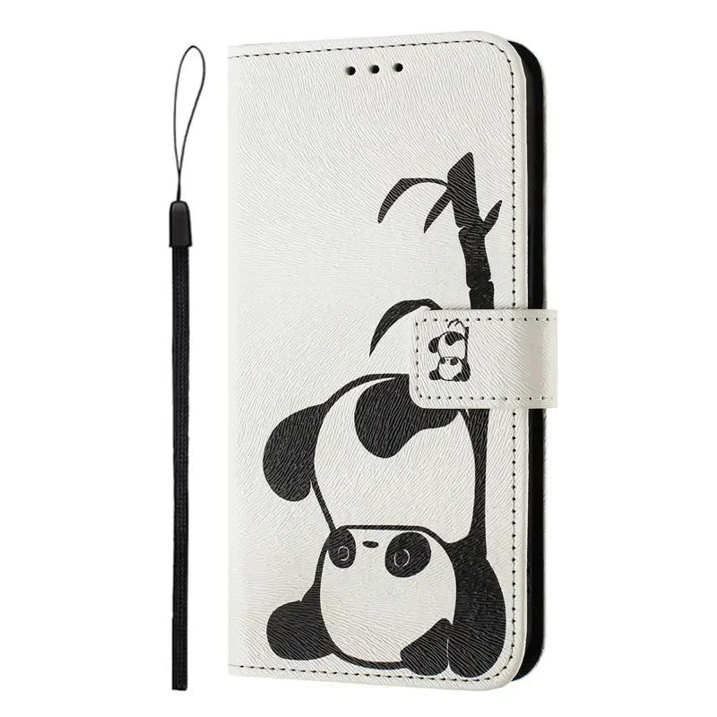 13 Funda de teléfono de cuero para iPhone 13 12 Mini 11 Pro 13Pro 12Pro Max 11Pro Coque Flip Cover Wallet fundas pintadas magnéticas gato oso