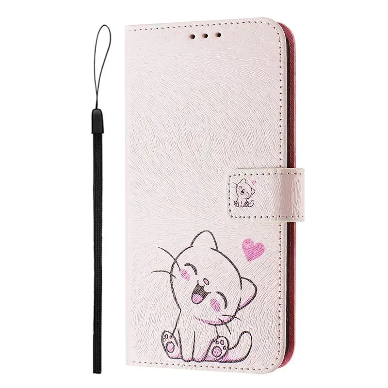 13 Funda de teléfono de cuero para iPhone 13 12 Mini 11 Pro 13Pro 12Pro Max 11Pro Coque Flip Cover Wallet fundas pintadas magnéticas gato oso