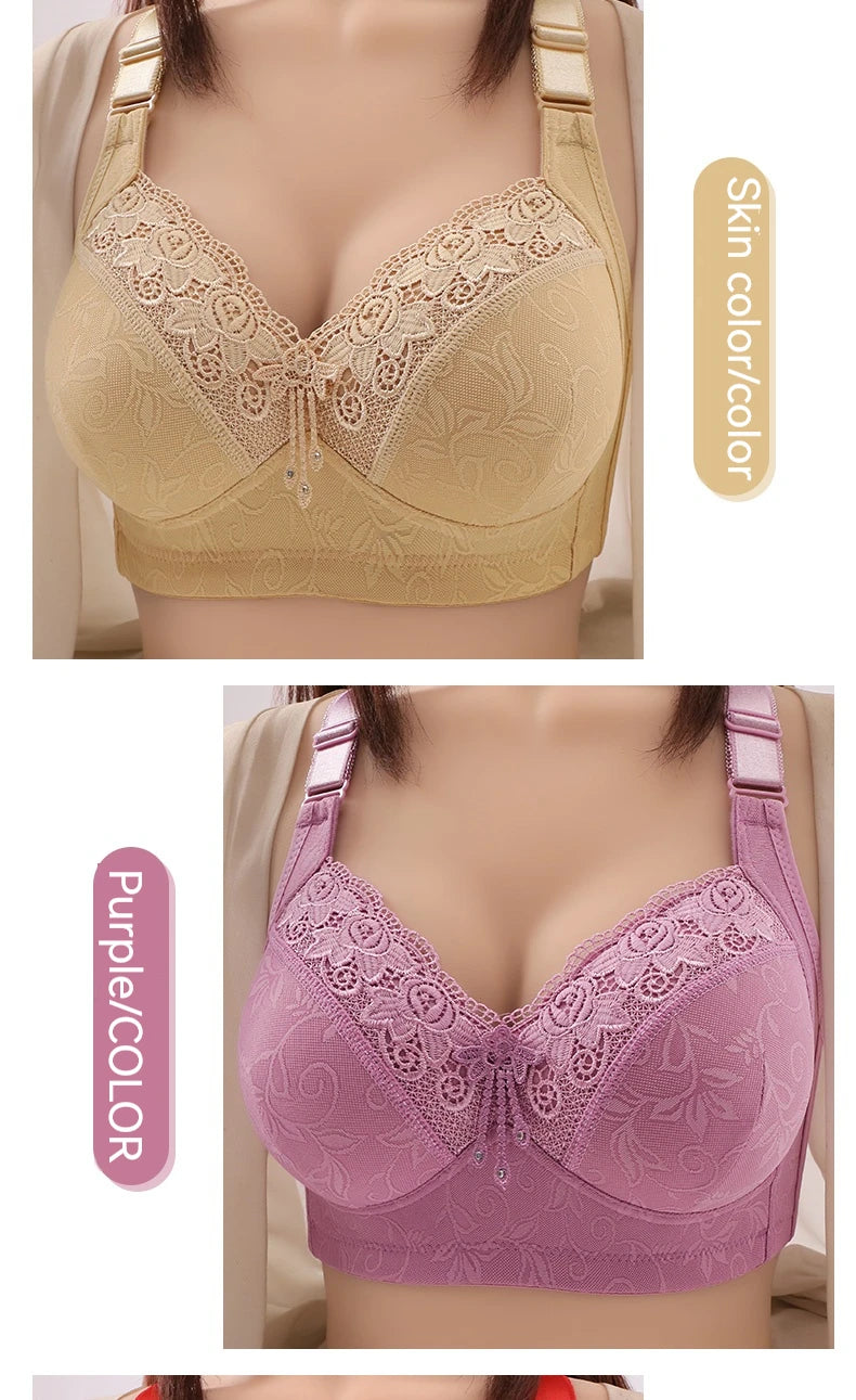 Sujetadores de encaje para mujer, Bralette con perspectiva ultrafina, sujetador con escote en V profundo, lencería Sexy, Tops de talla grande, ropa interior para mamá, sujetador activo