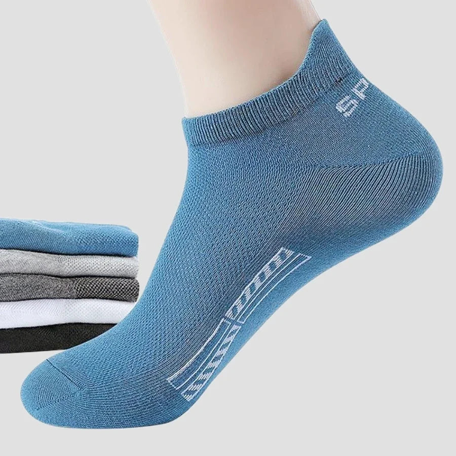 5 pares de calcetines tobilleros de alta calidad para hombre, calcetines deportivos de algodón transpirables, calcetines de malla informales atléticos de verano de corte fino corto Sokken talla 38-45