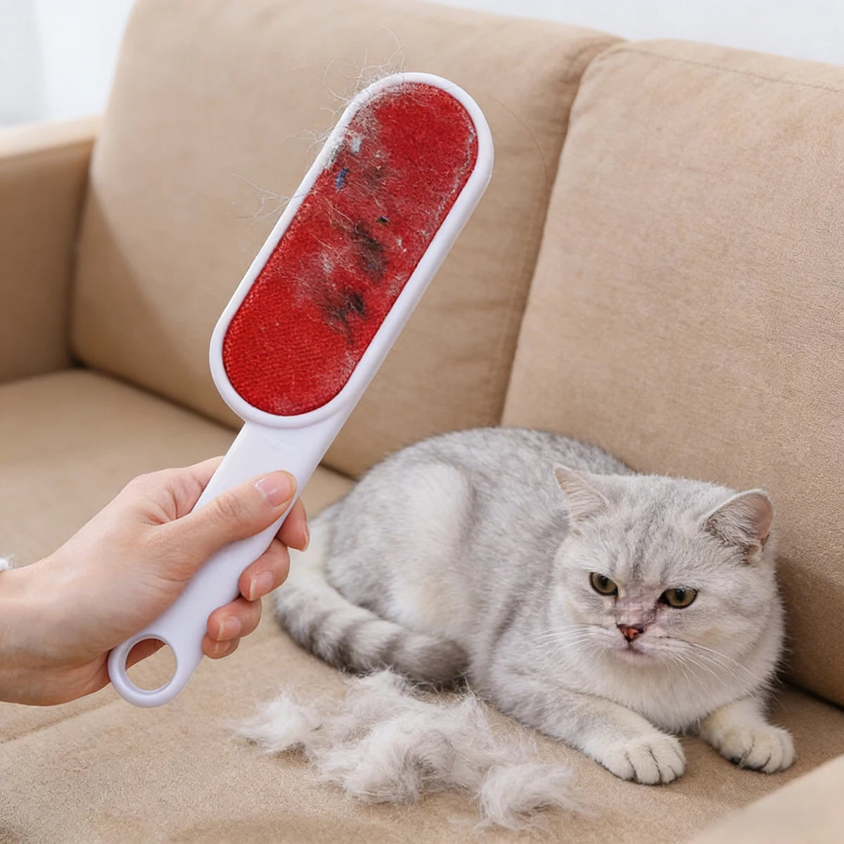Rodillo quitapelusas autolimpiante de 2 lados, cepillo para eliminar el polvo y el pelo de mascotas, cepillo para remover el pelo de perros y gatos de sofás, alfombras y ropa.