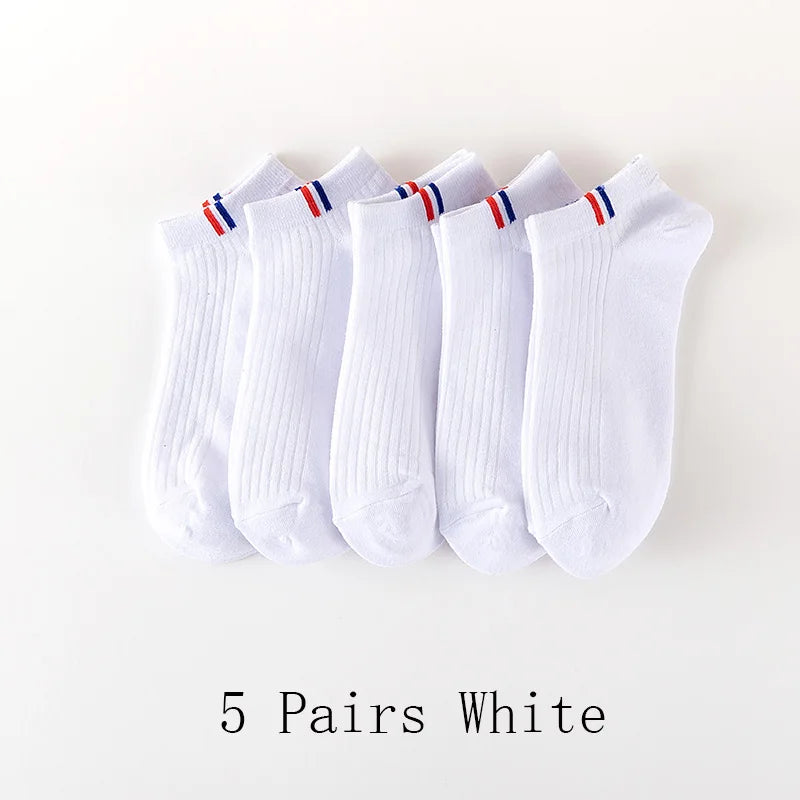 5 pares de calcetines finos de verano para bote de mezcla de colores lisos, calcetines casuales para hombre, calcetines transpirables absorbentes de sudor, calcetines de calibración