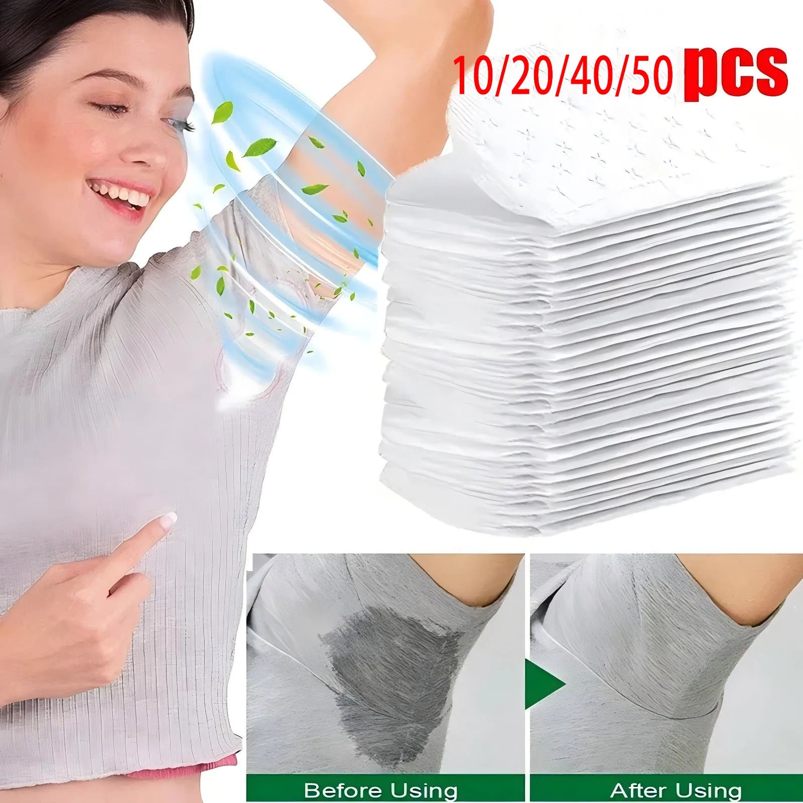 10/20/40/50 Uds. Almohadillas para el sudor Unisex, desodorantes de verano, almohadillas para el sudor antitranspiración desechables, almohadilla protectora para el sudor absorbente