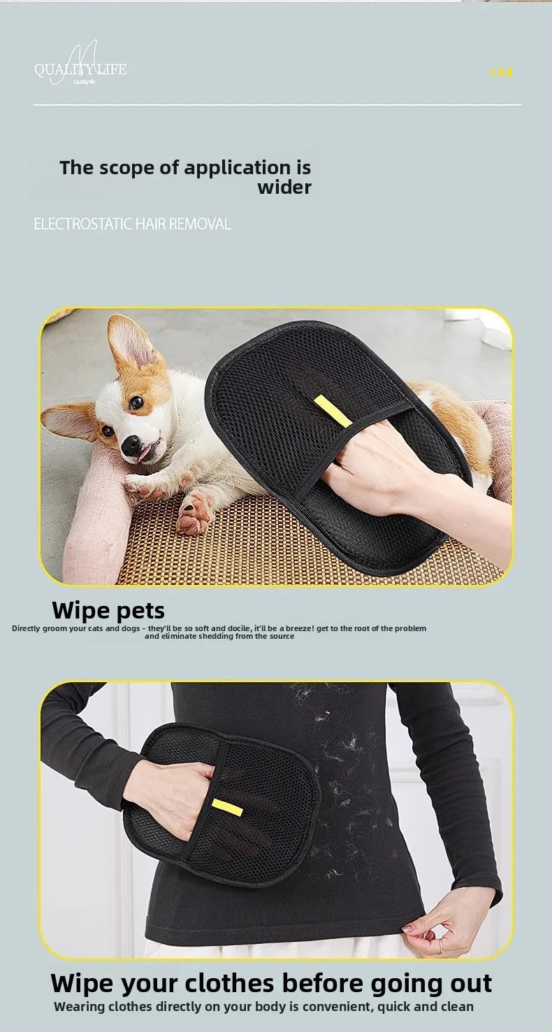 Guantes para quitar pelo de mascotas, cepillo para pelo de gato y perro, removedor de pelo, guantes adhesivos para alfombras y sofás, cepillo de limpieza