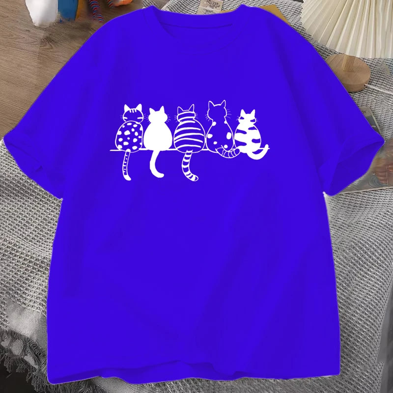 Camiseta cómoda con cuello redondo para mujer, camisetas informales holgadas Unisex, camisetas de verano