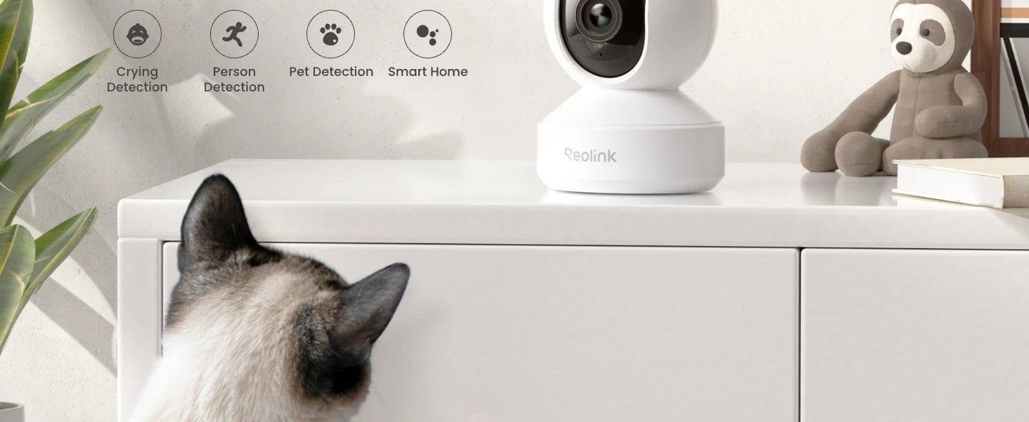 Cámara IP WiFi REOLINK E1 Pro 3K 5MP PT con Seguimiento Automático, Monitor para Bebés, Detección de Personas/Mascotas/Llanto, Audio Bidireccional, Cámara de Seguridad