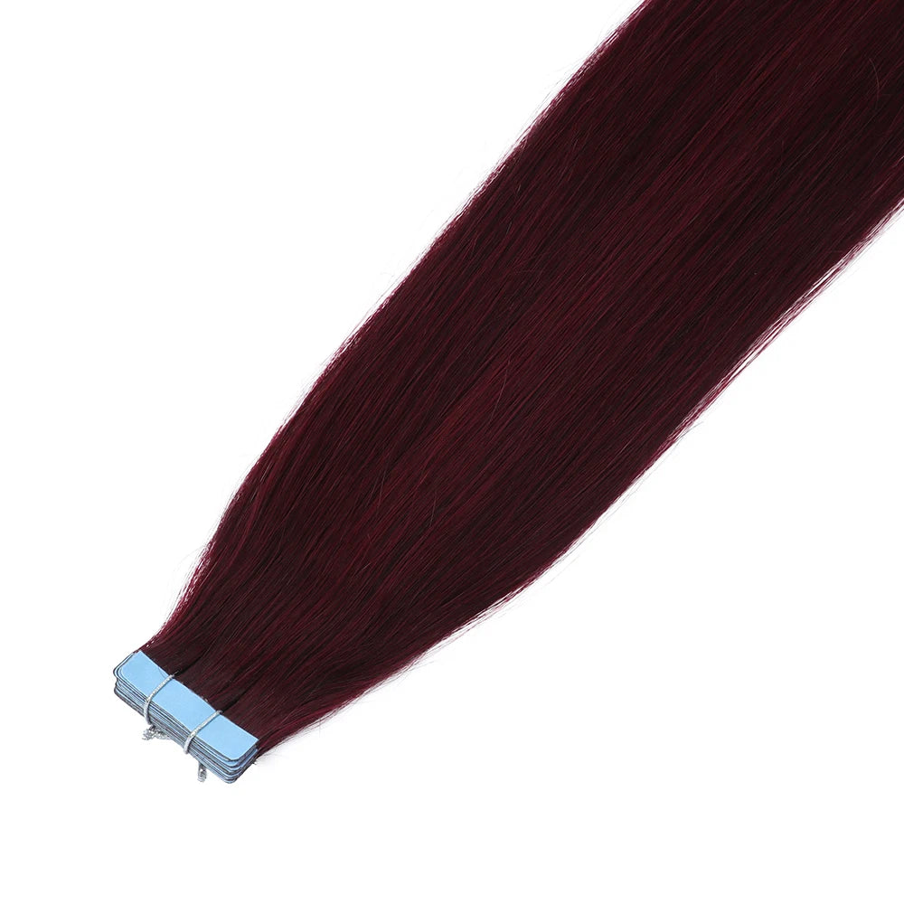 MRSHAIR cinta en extensiones de cabello cabello humano Rubio cinta sin costuras extensiones de cabello 4x0,8 cm trama de piel cinta de PU en el cabello 20 piezas 12 "-24"