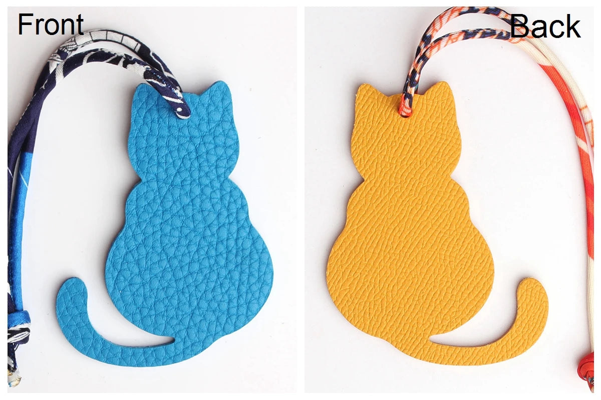 Llavero con doble cara de piel auténtica de grano completo de cocodrilo, gato de la suerte, cachorro, perro, caballo, mochila, colgante, Animal, bolso de mujer