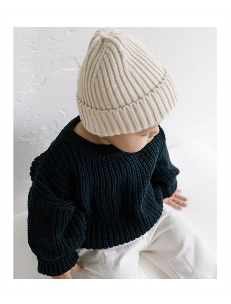 Suéteres de bebé Otoño Invierno niños niñas de manga larga suéter de punto de Color puro bebé niños niñas suéter suéteres ropa