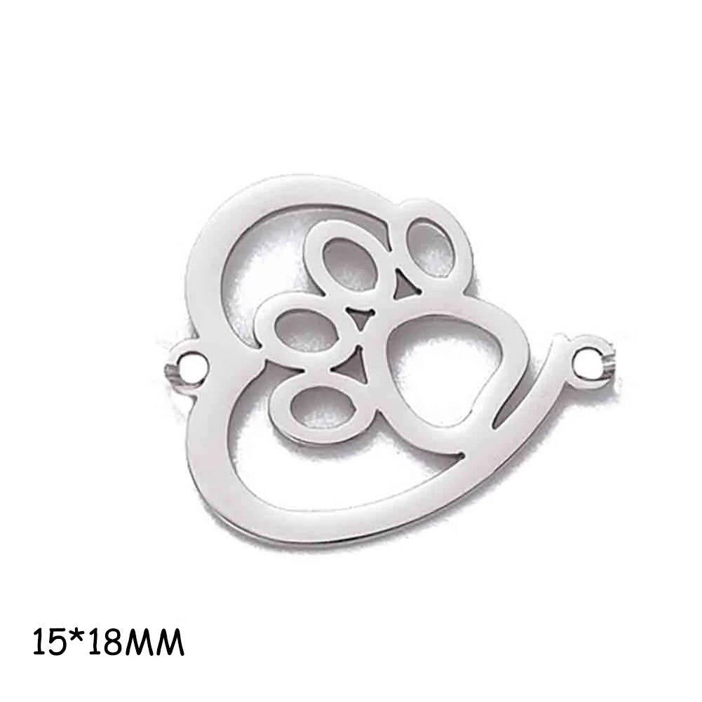 Cazador-abalorios con huella de pata de perro y gato, para fabricación de joyas, animales de acero inoxidable, 2 agujeros, colgantes DIY para pulsera y collar 2026