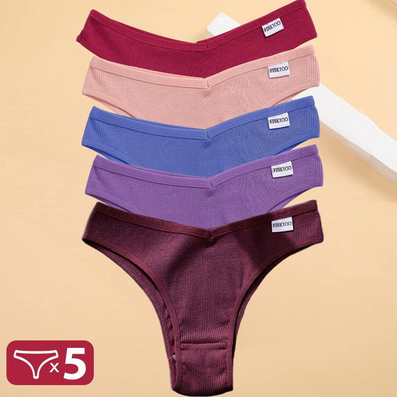 5 unids/set de bragas de lencería de algodón, ropa interior Sexy para mujer, Tangas, calzoncillos femeninos, bragas tipo Tanga, Bikini sólido de 13 colores