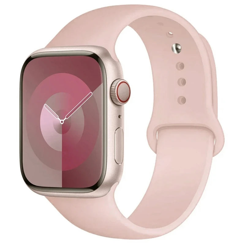 Correa de silicona para Apple Watch, 46mm, 44mm, 45mm, 40mm, 41mm, 42-38mm, 49mm, pulsera deportiva iwatch series 11 10 9 8 7 6 5 SE Ultra3