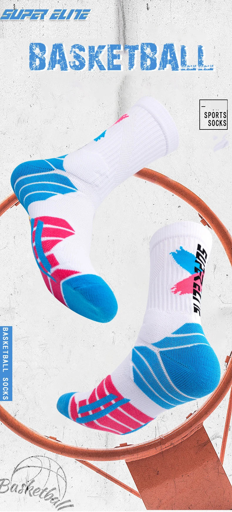 Calcetines deportivos profesionales para hombre, medias de tubo alto, con fondo grueso, absorbente de golpes, contraste de Color, Elite, 1 par
