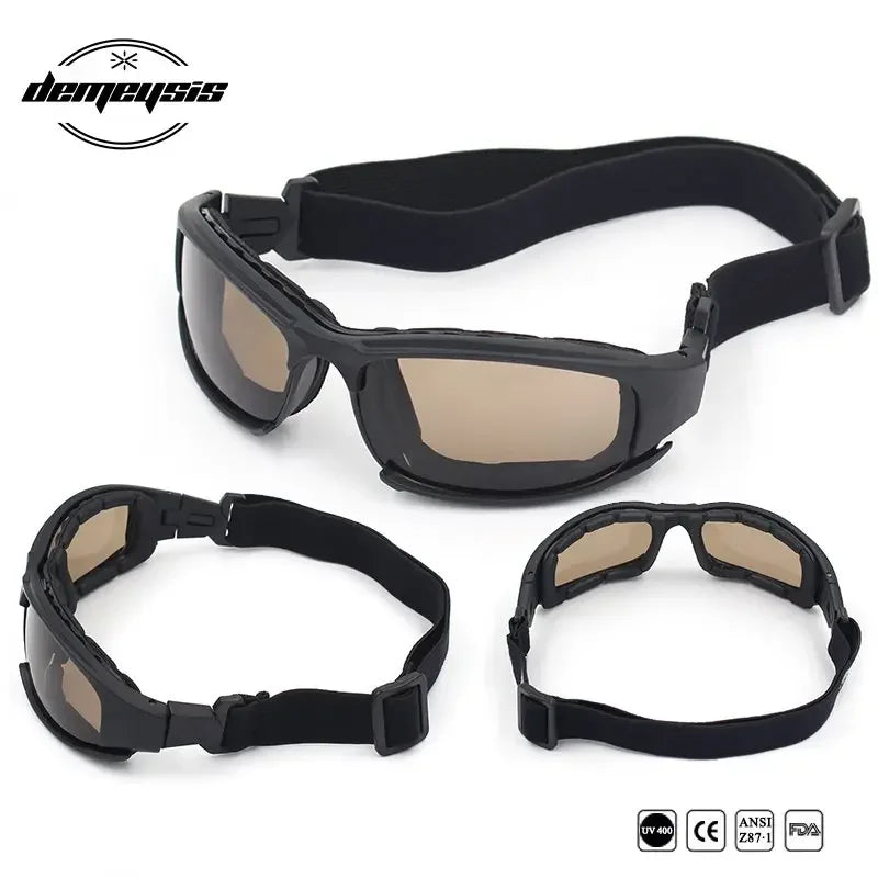 Gafas de Sol Fotocromáticas, Gafas Tácticas Polarizadas con 4 Lentes, Gafas de Airsoft, Gafas de Tiro, Gafas de Motociclismo, Gafas de Senderismo al Aire Libre