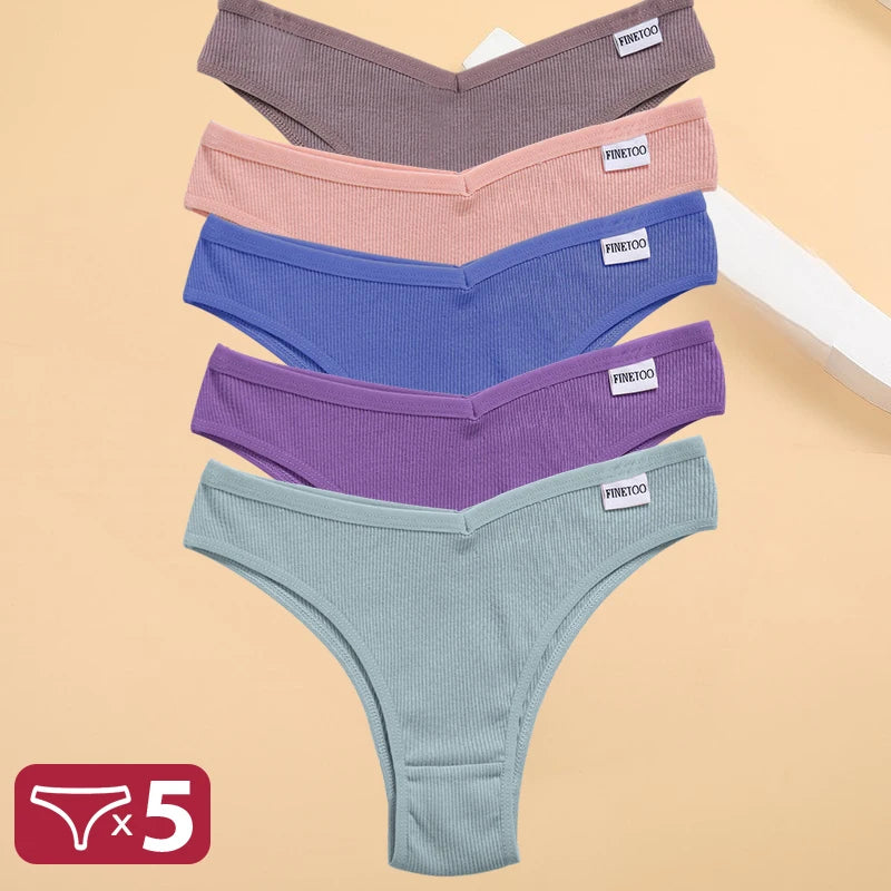 5 unids/set de bragas de lencería de algodón, ropa interior Sexy para mujer, Tangas, calzoncillos femeninos, bragas tipo Tanga, Bikini sólido de 13 colores