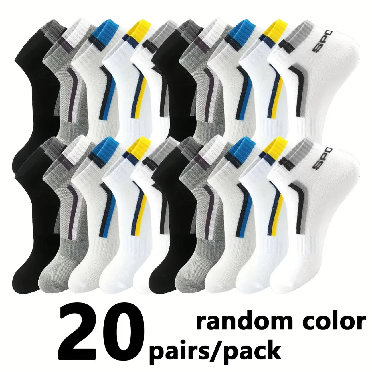 30 pares de calcetines de hombre de malla transpirable calcetines cortos casuales Color-block calcetines deportivos calcetines deportivos absorben el sudor tobillo