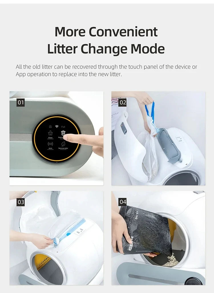 Caja de arena inteligente para gatos, completamente automática, gran capacidad, semicerrada, inodoro inteligente para gatos, Control remoto por aplicación