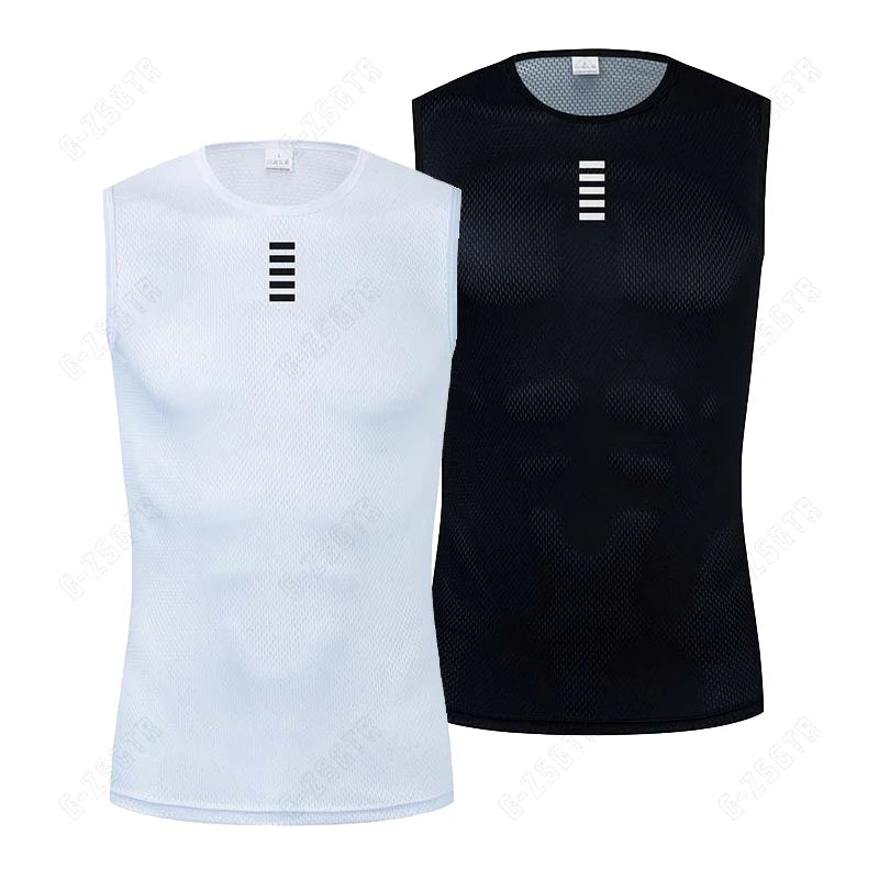 Capa Base de ciclismo, ropa interior reflectante, Jersey de ciclismo blanco, chaleco deportivo, camiseta interior para hombre, chaleco elástico de secado rápido, Jersey para bicicleta de carretera