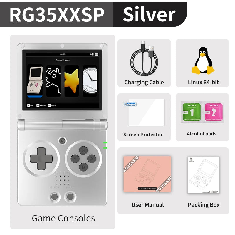 Consola de Juegos Portátil Anbernic RG35XXSP con Pantalla IPS de 3.5 Pulgadas 640*480, Linux, WIFI, Reproductor de Videojuegos Retro, 3300mAh, +5000 Juegos