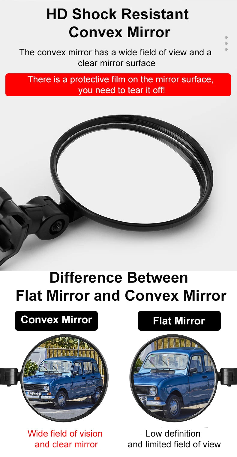Espejo retrovisor para bicicleta, espejos retrovisores universales giratorios ajustables de 360 grados para manillar de ciclismo, para bicicleta de montaña y carretera, 1/2 Uds.