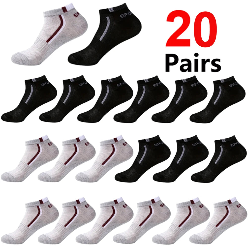 30 pares de calcetines de hombre de malla transpirable calcetines cortos casuales Color-block calcetines deportivos calcetines deportivos absorben el sudor tobillo