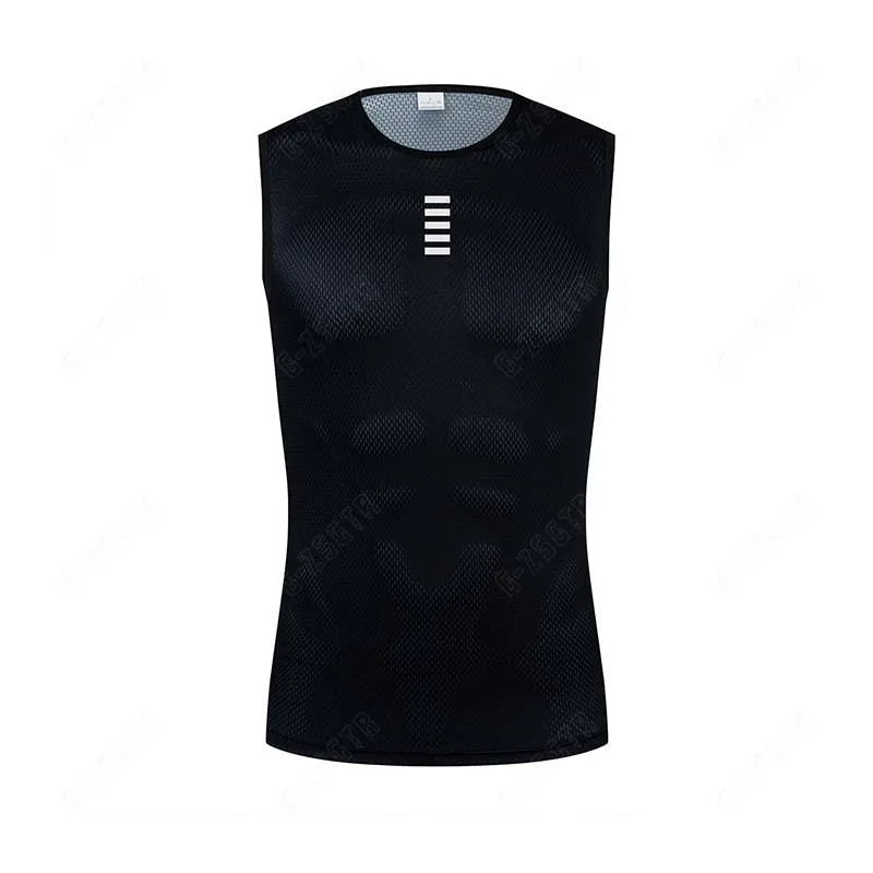Capa Base de ciclismo, ropa interior reflectante, Jersey de ciclismo blanco, chaleco deportivo, camiseta interior para hombre, chaleco elástico de secado rápido, Jersey para bicicleta de carretera