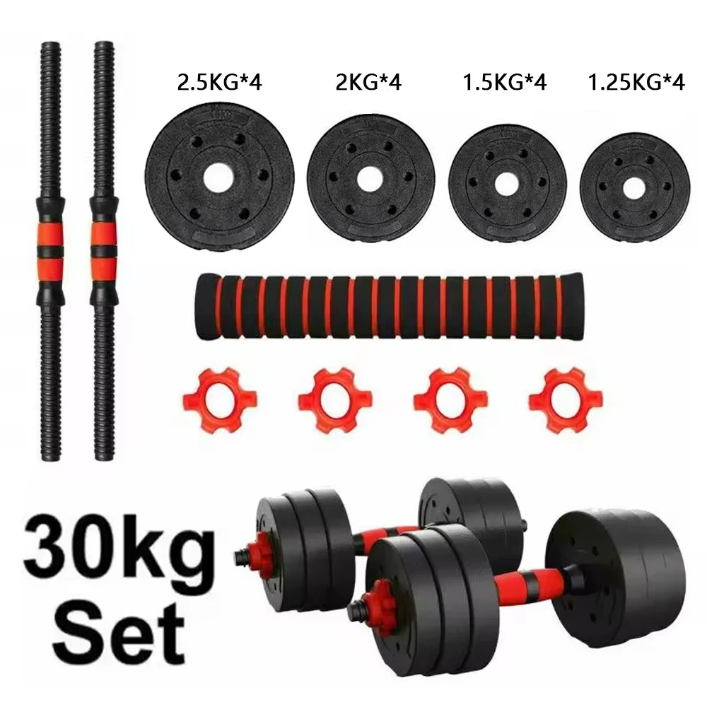Juego de mancuernas y barra ajustables, pesas de 10 kg, 15 kg, 20 kg, 30 kg, 40 kg, 50 kg, mancuernas para gimnasio y hogar, aptas para hombres