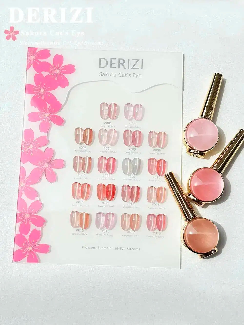 Juego de esmaltes de uñas en Gel de ojo de gato de cristal Sakura rosa, barniz de Gel LED UV magnético brillante semipermanente con tarjeta de Color