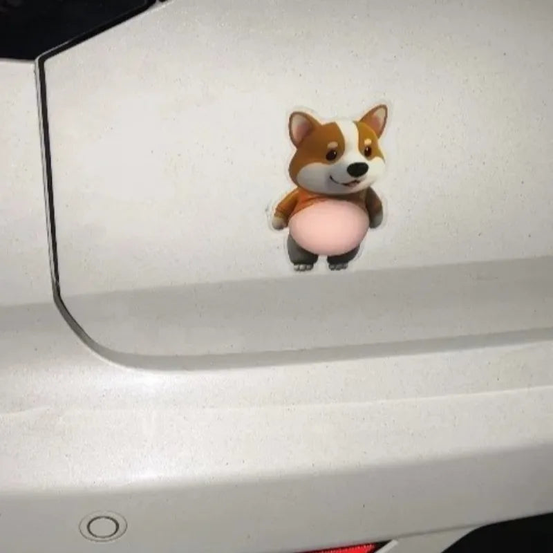 Pegatina 3D de silicona con diseño de Shiba Inu para puerta de coche, protector de parachoques, juguete decorativo y divertido para la carrocería del coche.