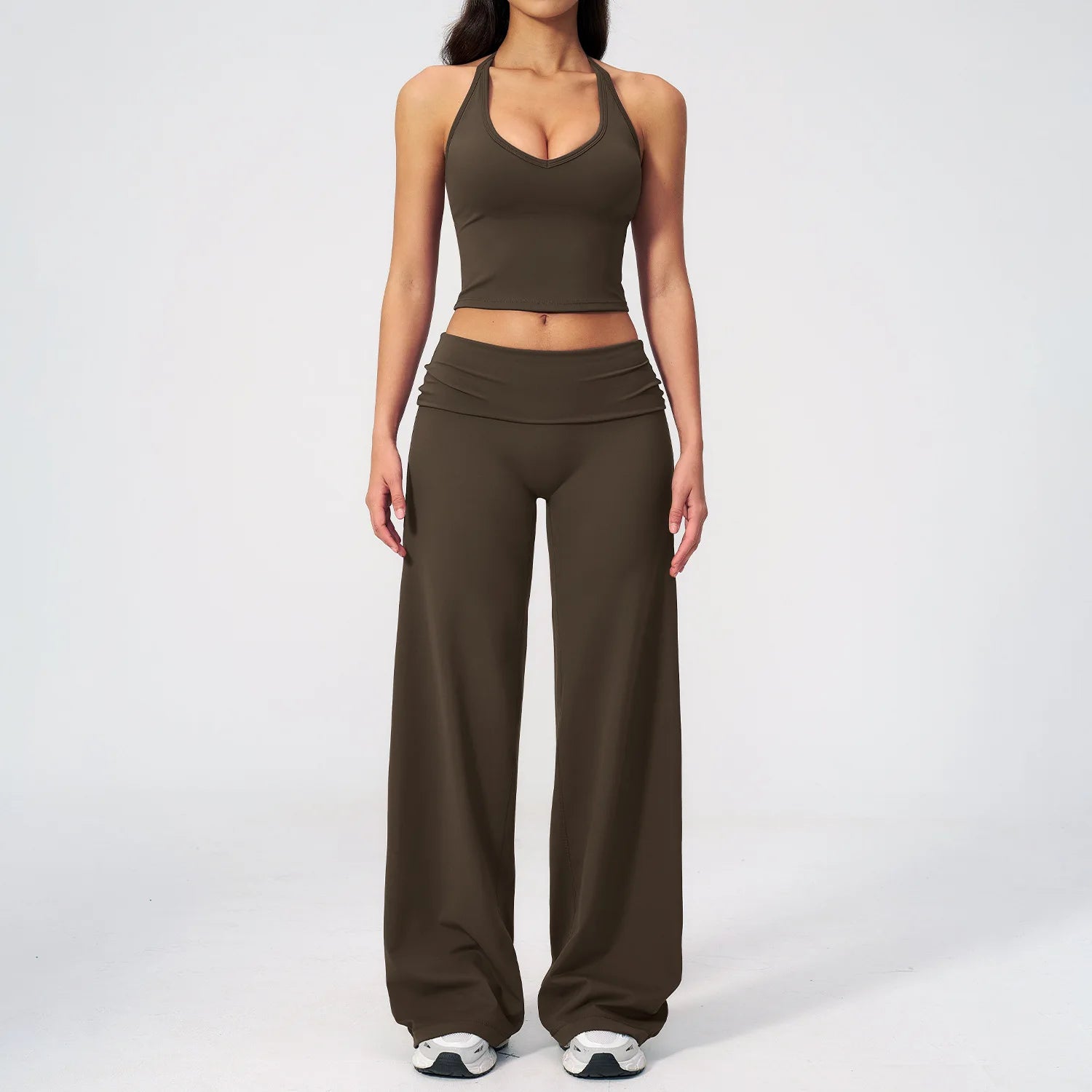 Conjunto Deportivo de Yoga para Mujer, Conjunto de Dos Piezas, Pantalones y Top, Traje Deportivo para Gimnasio, Yoga y Entrenamiento
