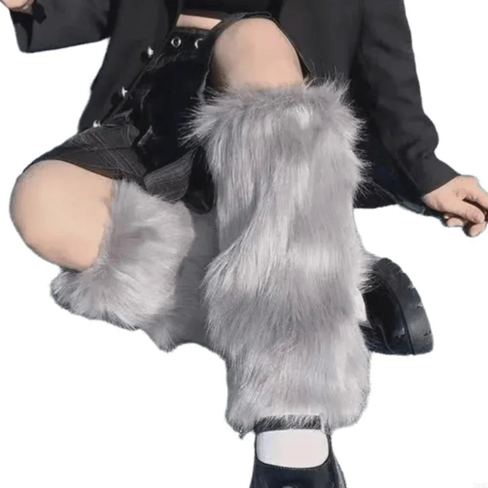 Calentadores de Piernas de Piel Sintética, 40 cm, Estilo Japonés, Lolita, Cubrebotas, Kawaii, Y2K, Calentadores de Rodilla para Otoño/Invierno