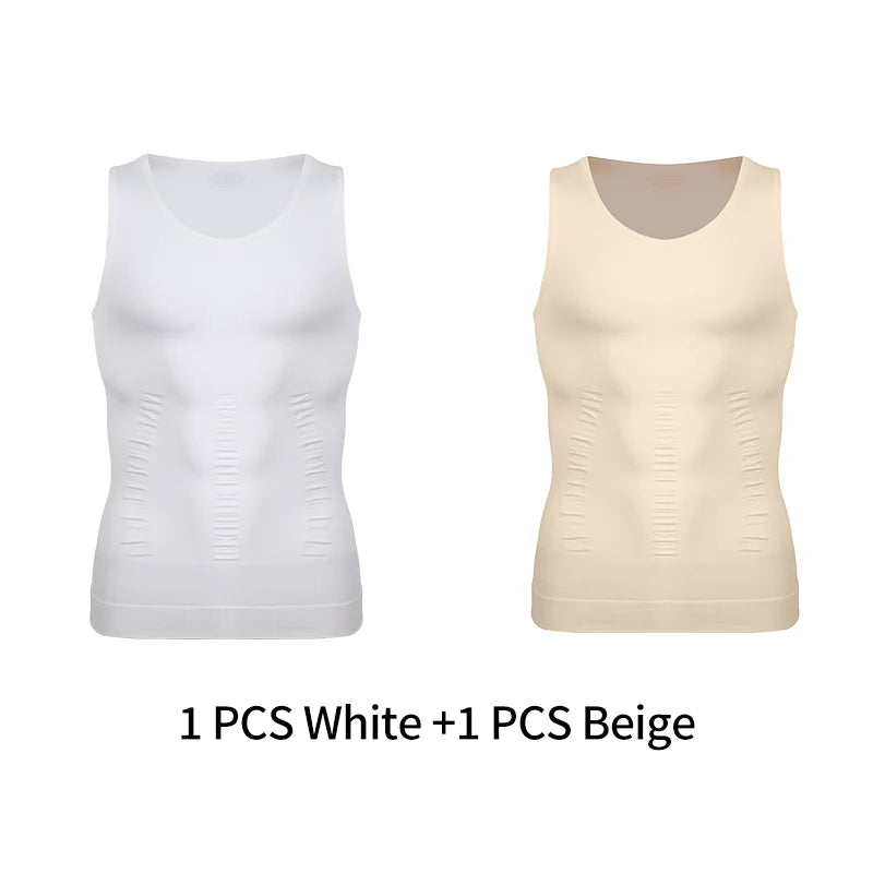 Chaleco moldeador de cuerpo adelgazante para hombre, camisa Abs para Abdomen, entrenamiento de gimnasio delgado, Control de barriga, camiseta sin mangas de compresión, ropa moldeadora sin mangas