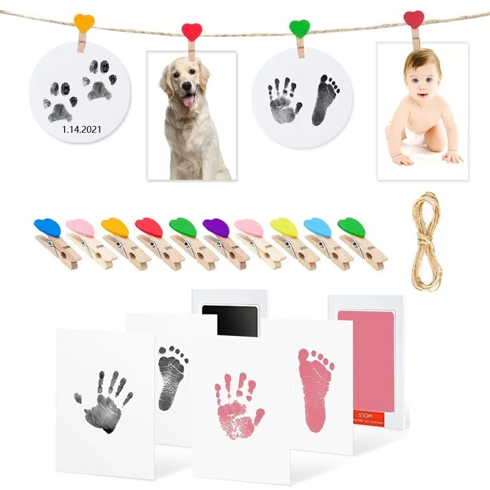 Kit de Almohadillas de Tinta sin Contacto para Huellas de Bebés y Mascotas, Seguro y No Tóxico, para Recién Nacidos de 0 a 10 Meses, Recuerdo de Huellas de Perros