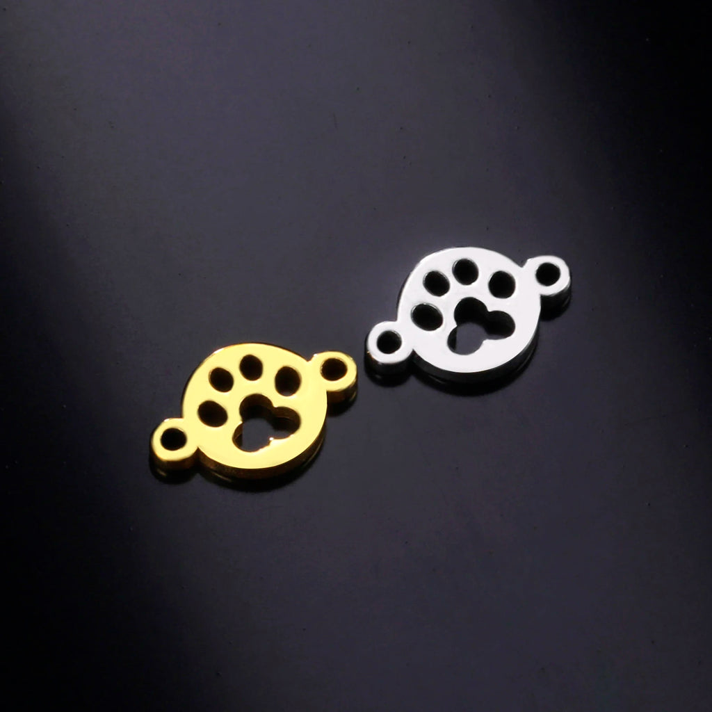 Cazador-abalorios con huella de pata de perro y gato, para fabricación de joyas, animales de acero inoxidable, 2 agujeros, colgantes DIY para pulsera y collar 2026