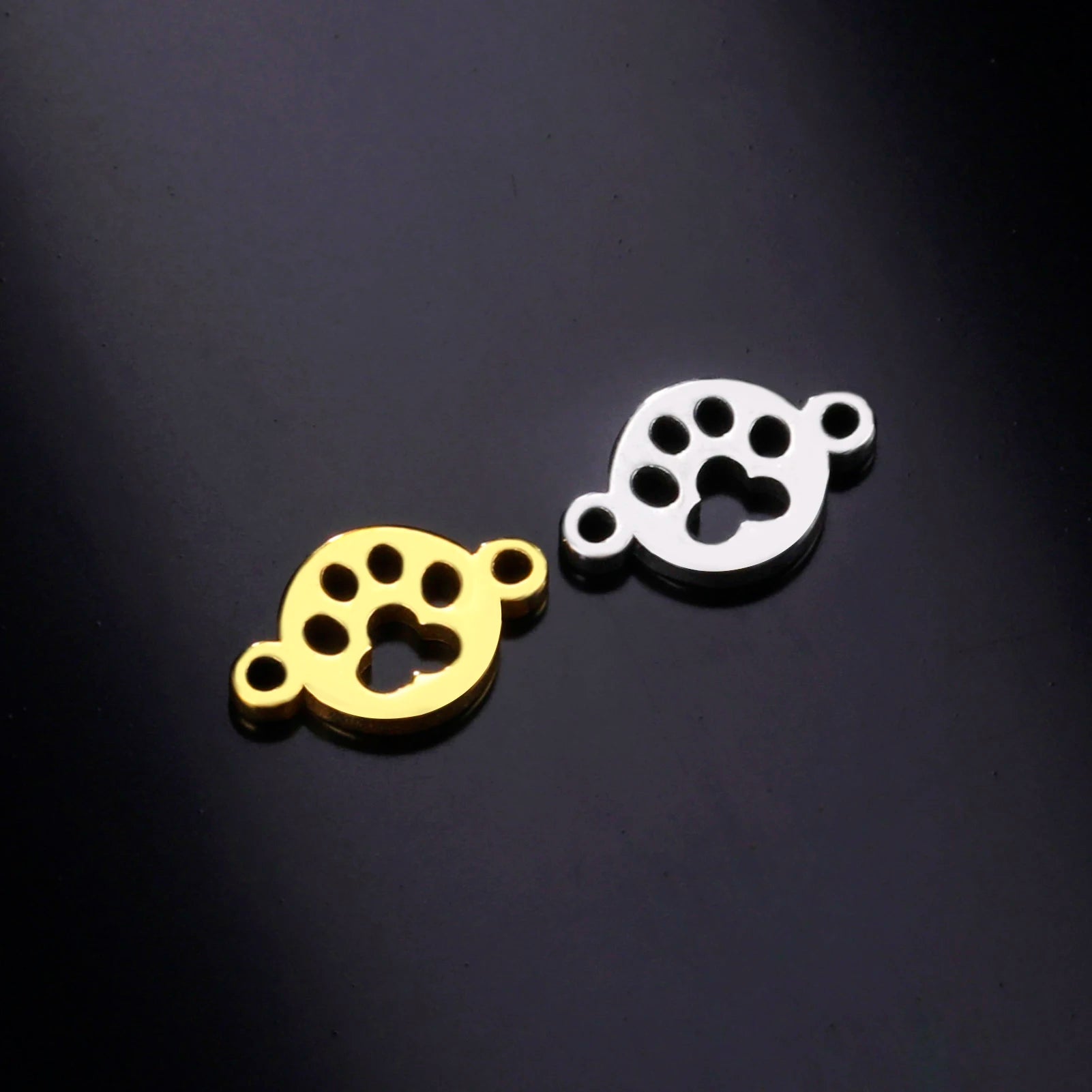 Cazador-abalorios con huella de pata de perro y gato, para fabricación de joyas, animales de acero inoxidable, 2 agujeros, colgantes DIY para pulsera y collar 2026