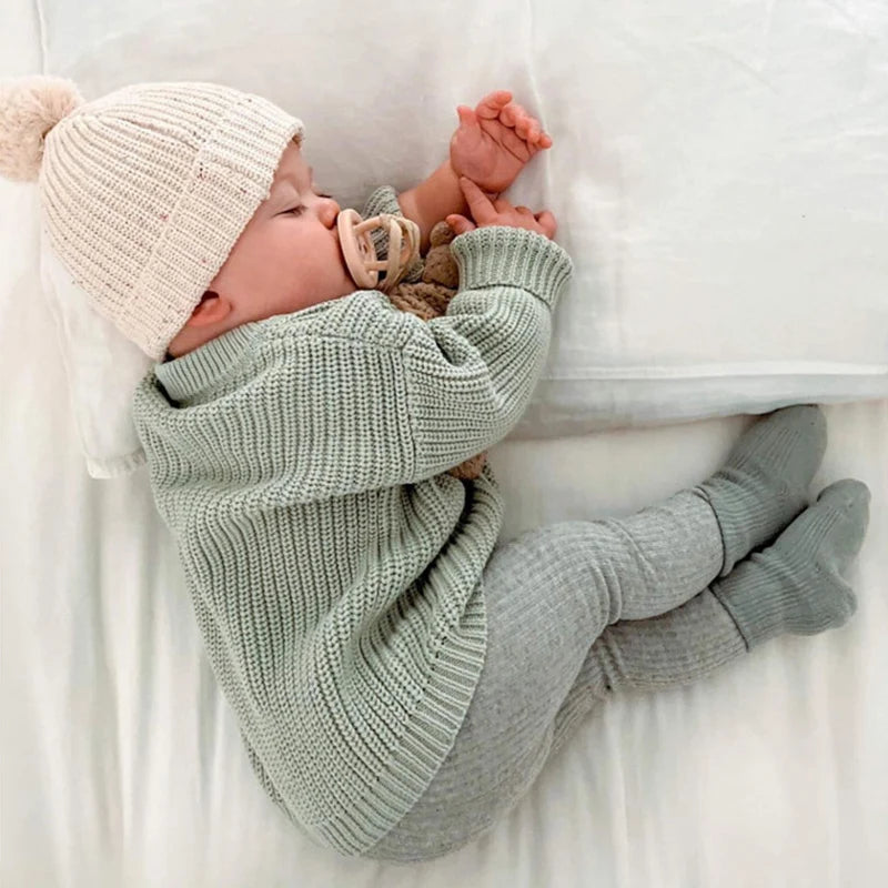 Suéteres de bebé Otoño Invierno niños niñas de manga larga suéter de punto de Color puro bebé niños niñas suéter suéteres ropa