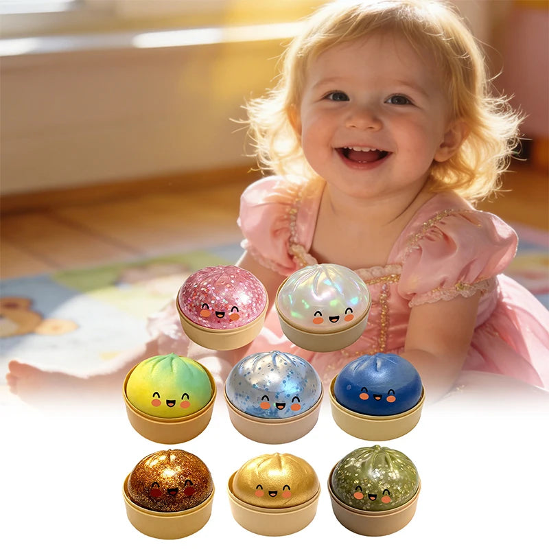 Pelota Antiestrés de Simulación con Forma de Dumpling, de Rebote Lento, Suave al Tacto, para Descompresión, Decoración para Oficina y Hogar, Regalos de Cumpleaños para Niños y Adultos